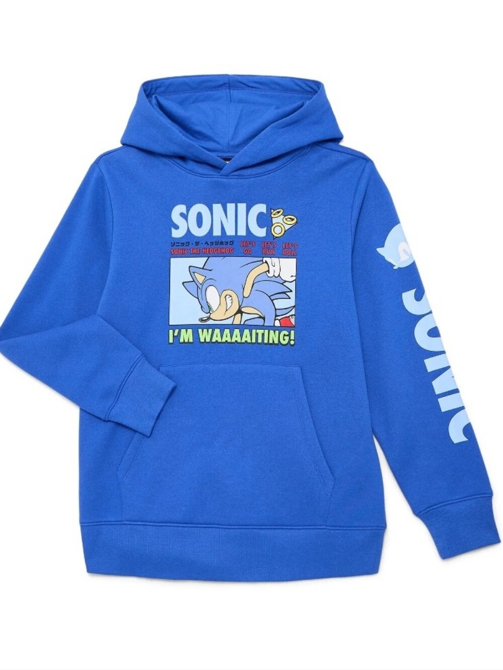 Sonic Blue Boy's Hoodie - Licensed Sonic Graphic Pullover Size XL(14-16)